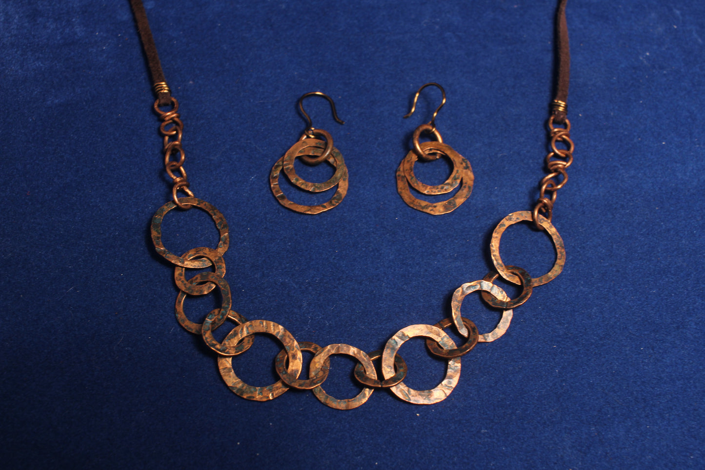 Hammered Copper Circle Necklace & Earring Set
