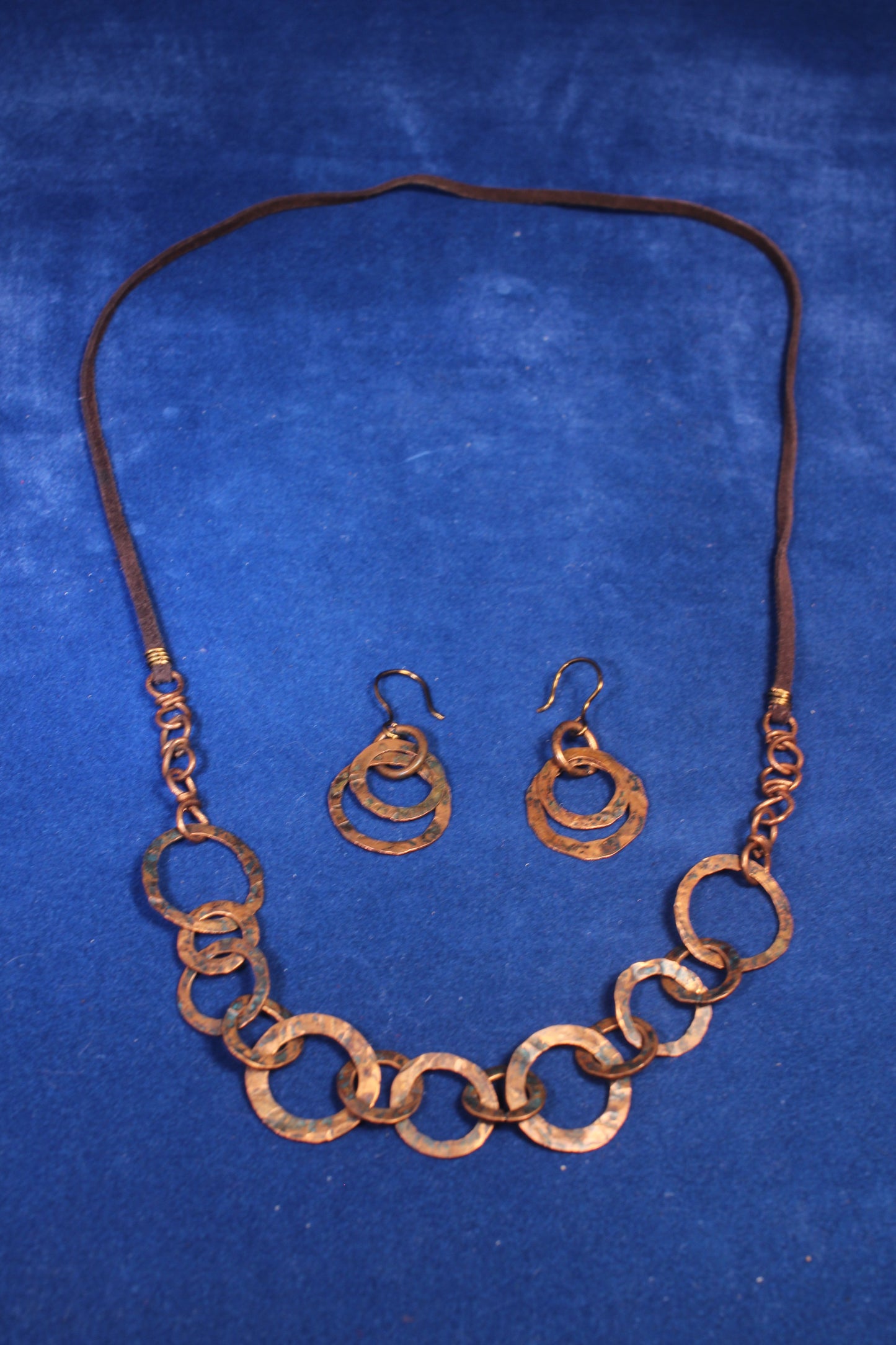 Hammered Copper Circle Necklace & Earring Set