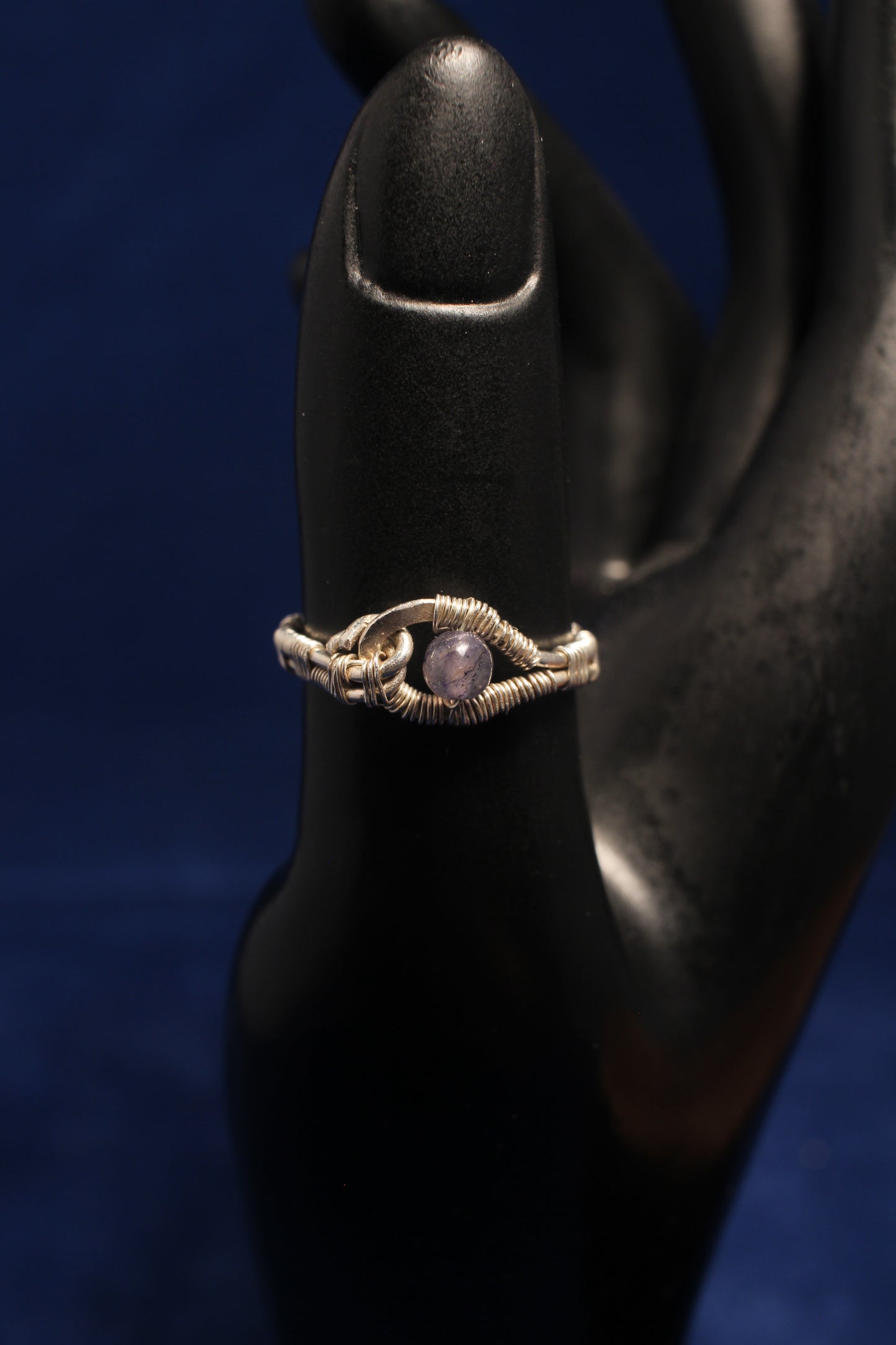 Sterling=Silver Wire Wrapped Ring with 3mm Lolite Gemstone