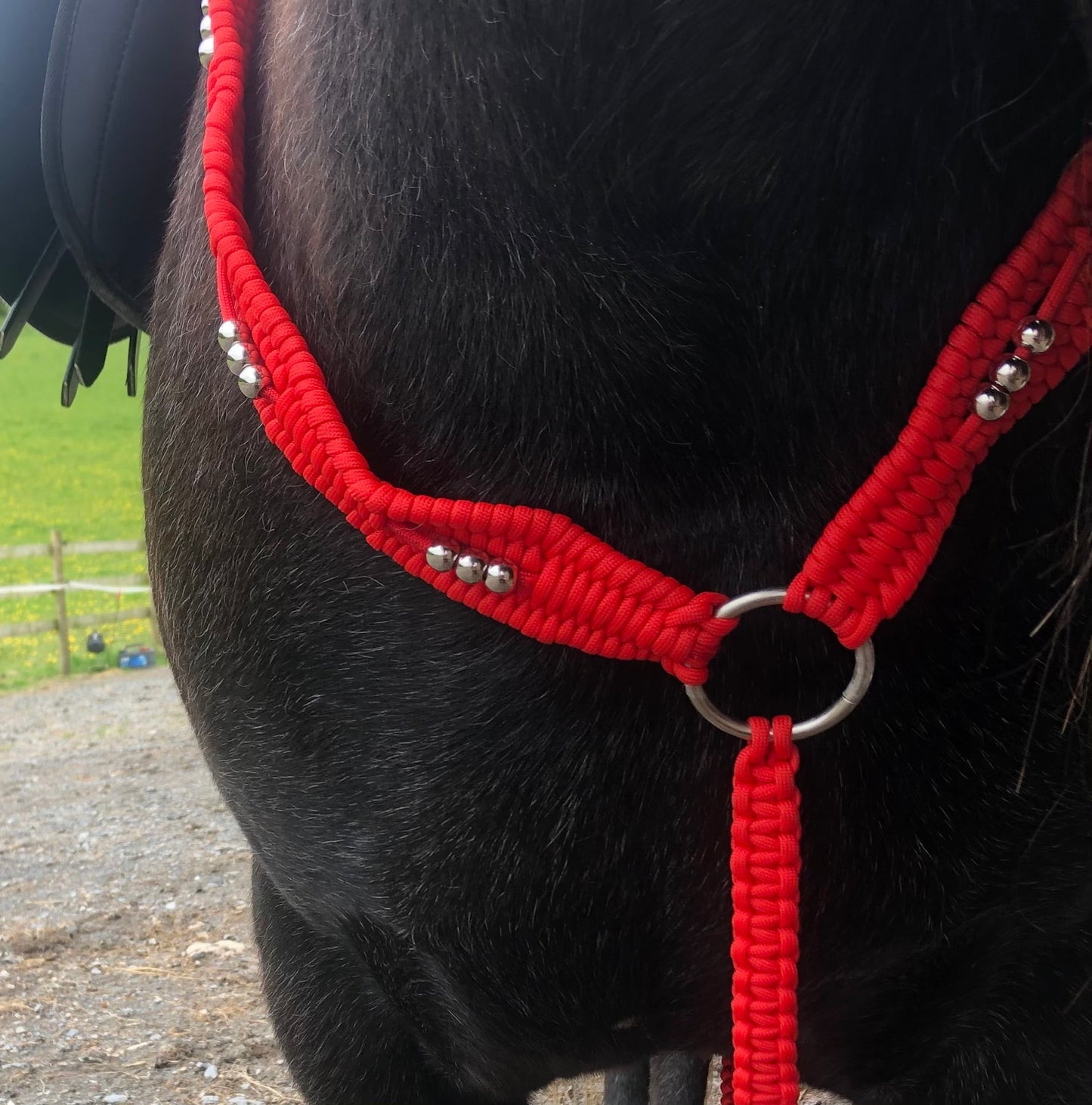 Paracord Horse Breastplate with Silver Beads – Handmade
