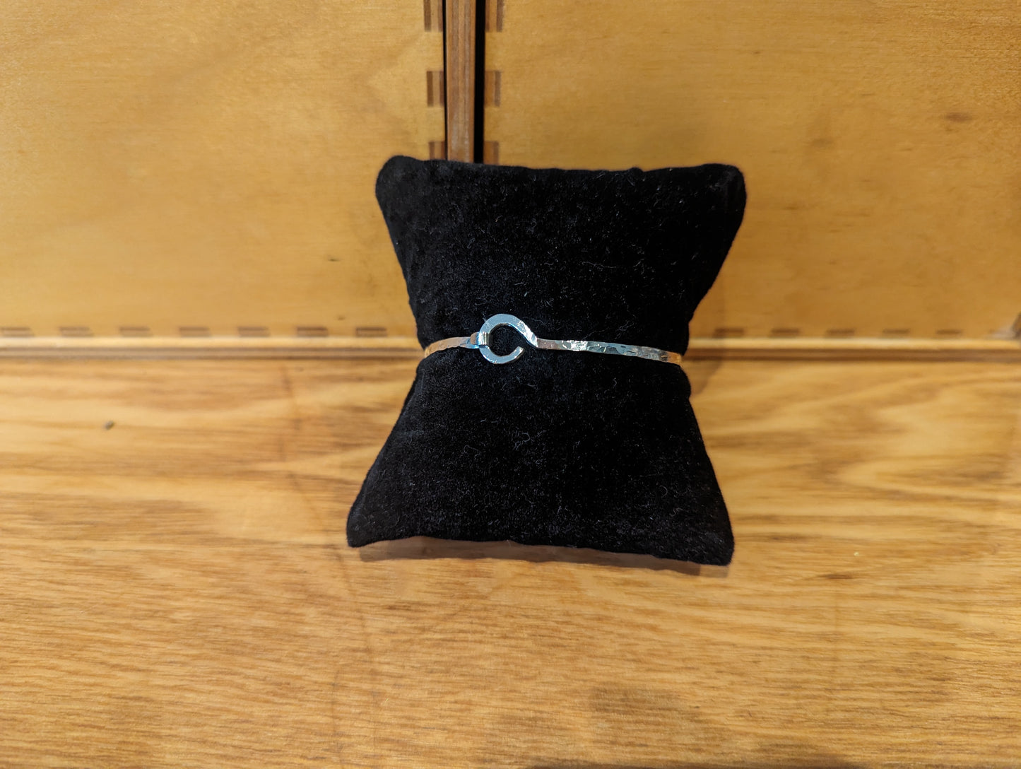 Sterling Silver Bangle with Hook and Eye Focal Point