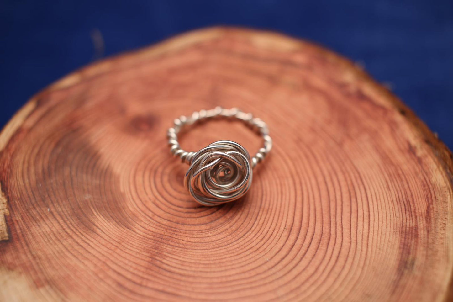 Handmade Silver Wire Rose Ring size N