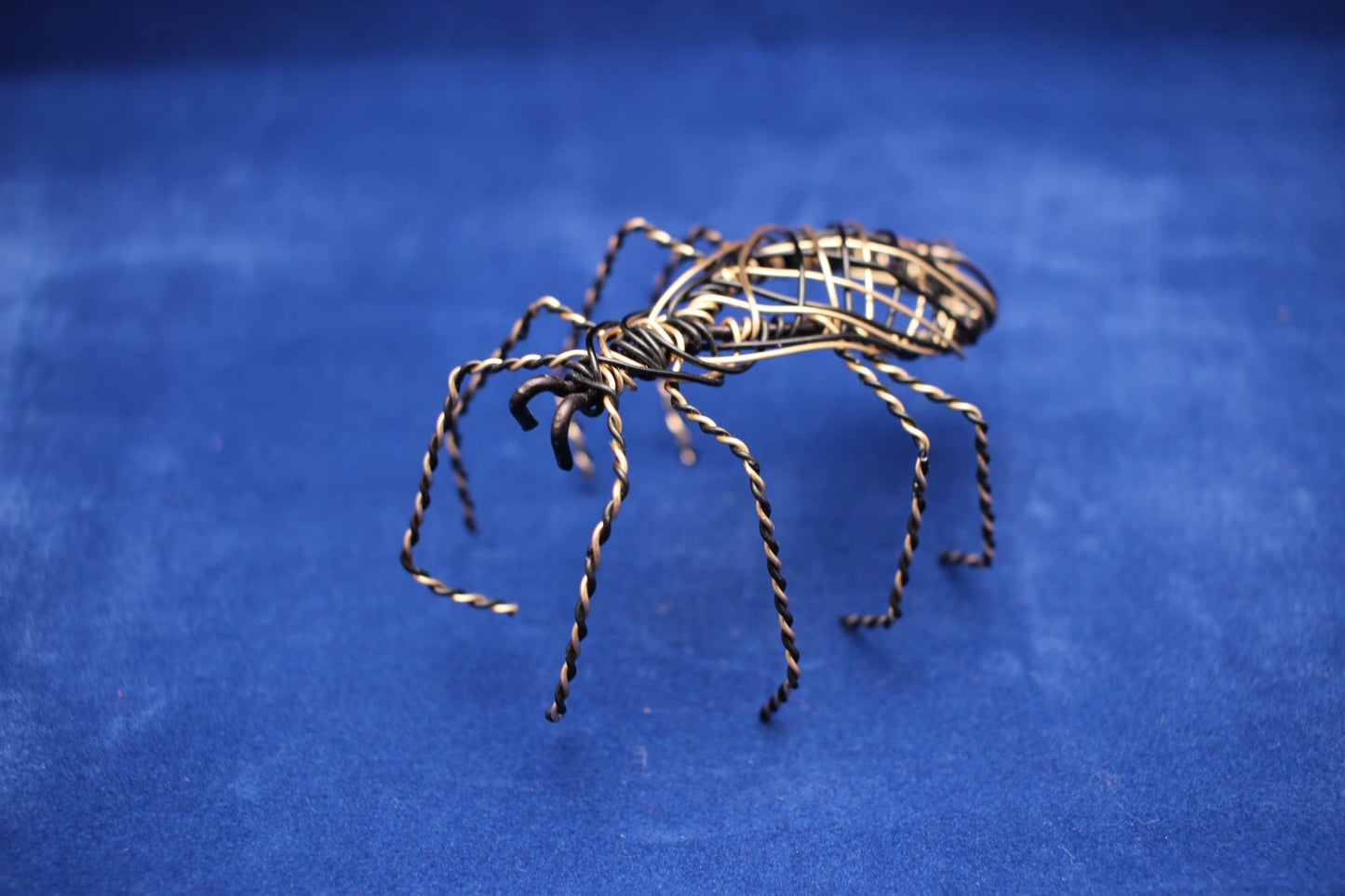 Handcrafted Black and Copper Wire Spider Sculpture