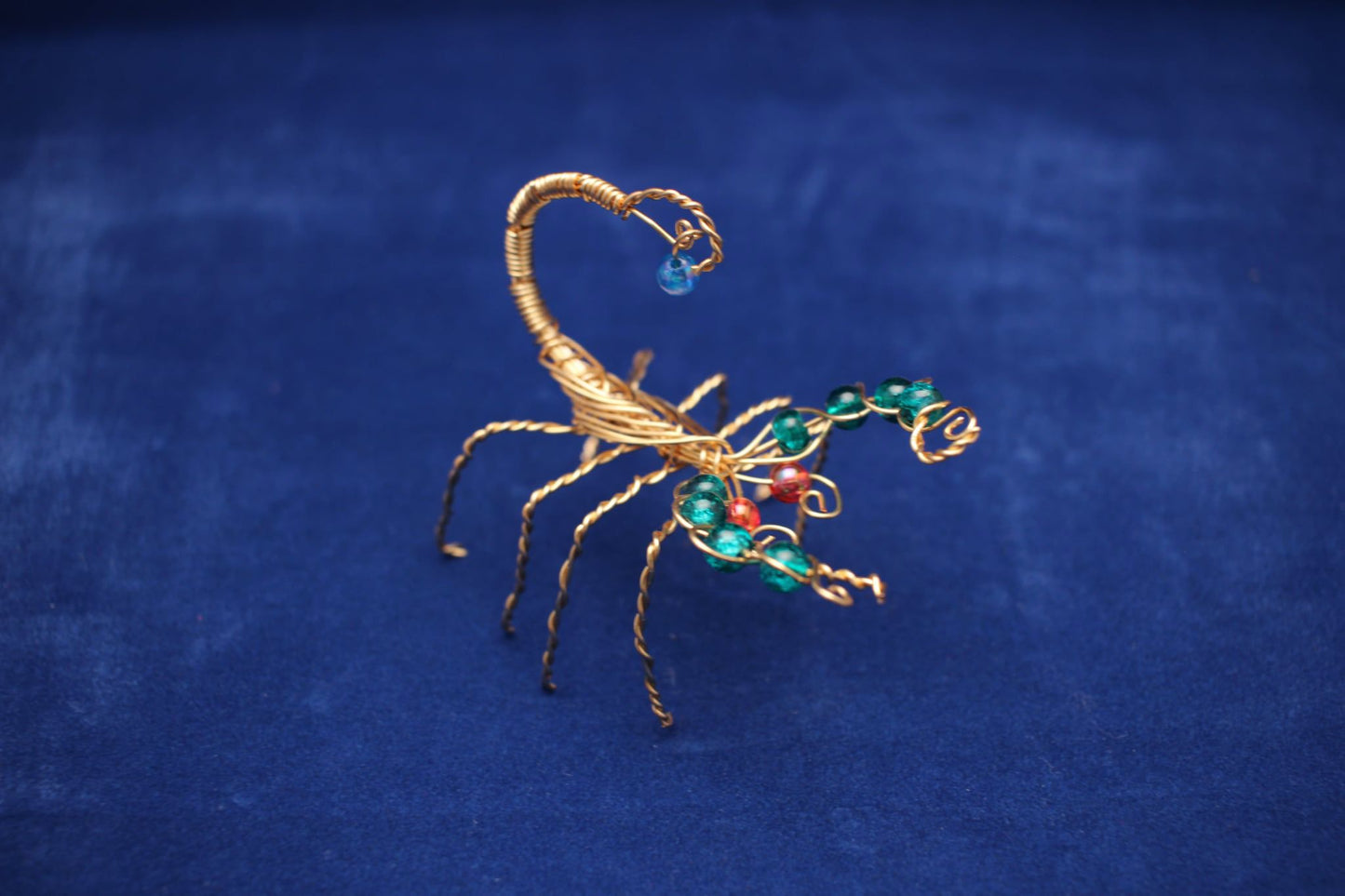 copper Wire Scorpion Sculpture with Beads – Handmade Art Decor