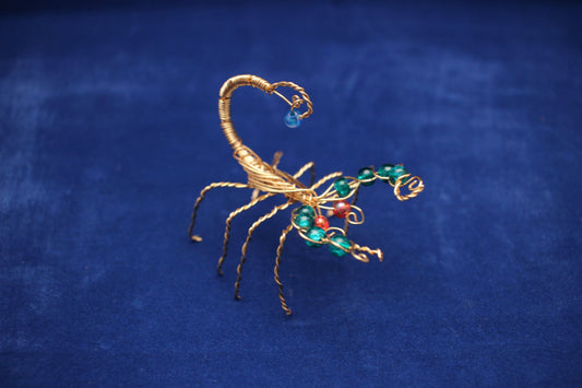 copper Wire Scorpion Sculpture with Beads – Handmade Art Decor