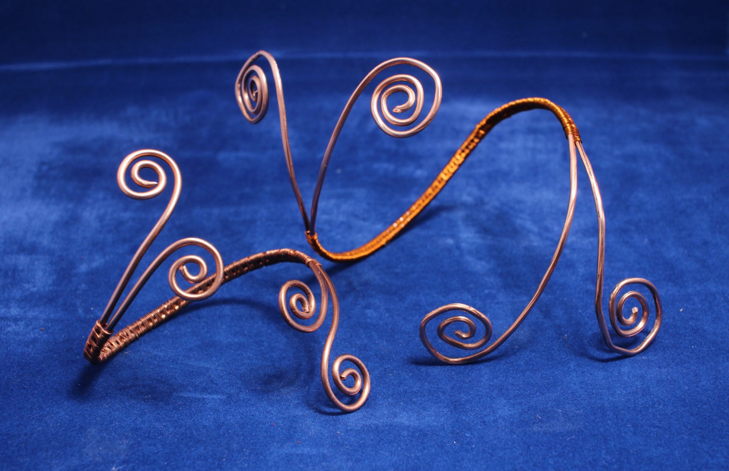 Copper Double Swirl Wire Wrapped Arm Bangle