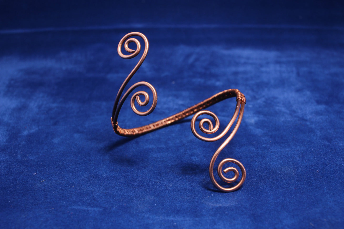 Copper Double Swirl Wire Wrapped Arm Bangle