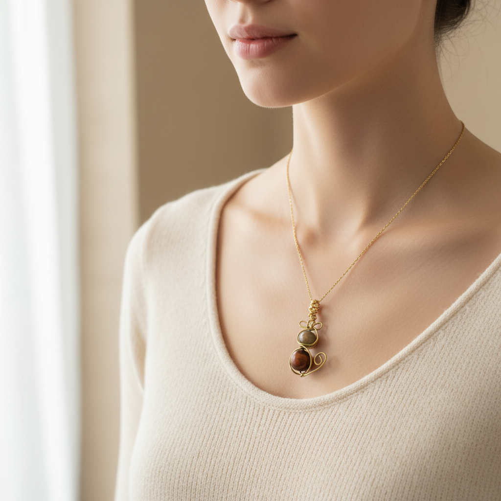 Cat Wire Pendant - Worn on Neck