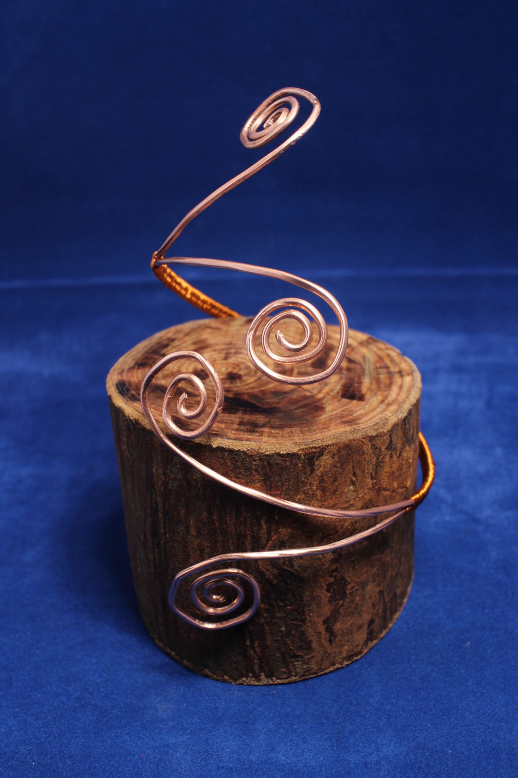 Copper Double Swirl Wire Wrapped Arm Bangle